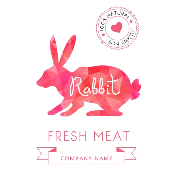 Imagem silhuetas de coelho símbolo de carne de animal para menus de design, receitas e produtos de embalagens . — Vetor de Stock