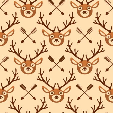 Geyik ve yayla hipster seamless modeli.