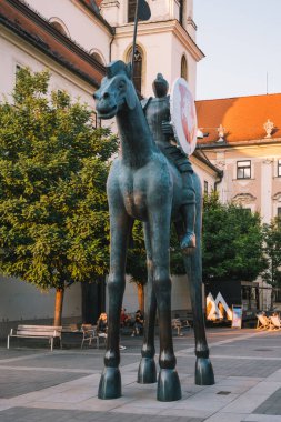 Brno, Czech Republic - September 12 2020: Statue of  the Knight on Moravian Square by Jaroslav Rona clipart