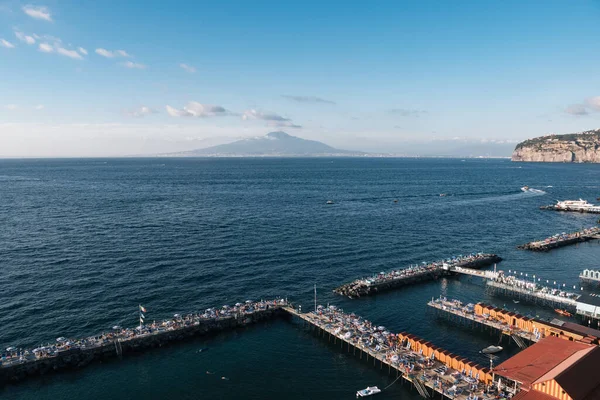 Sorrento Campania 2020 Leonellis Beach Solarium Bay Naples Vesuvius Tyrrhenian — 스톡 사진