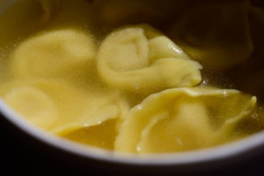 Cappelletti in Brodo Filled Italian Pasta in Broth from Ravenna, Emilia Romagna