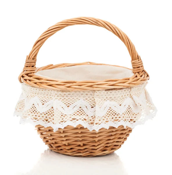 Brown small wicker basket isolated over the white background — Stock Photo, Image