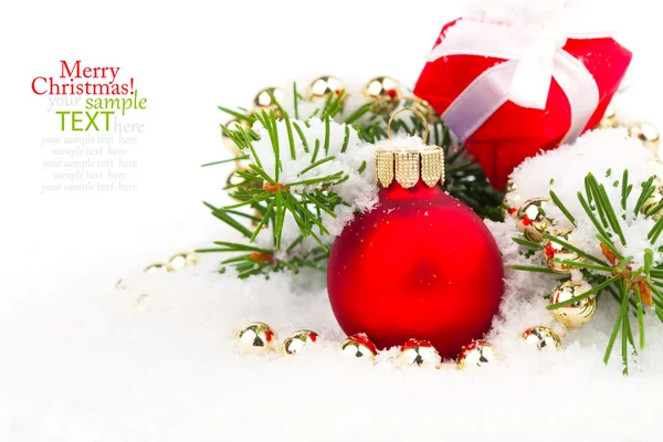 Christmas balls with snow — Stock Photo, Image