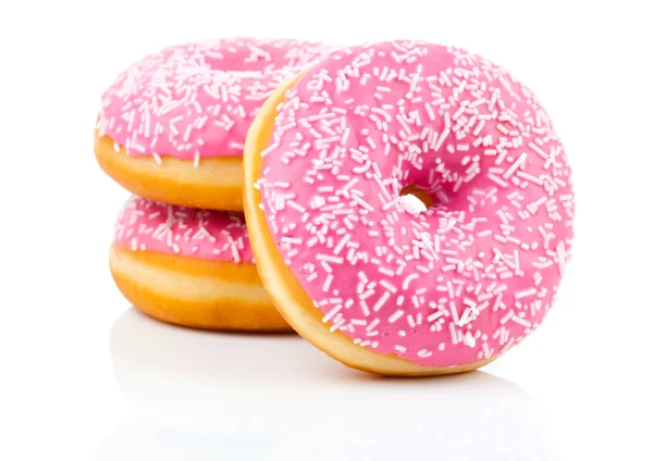 Rosado Donut aislado sobre fondo blanco — Foto de Stock