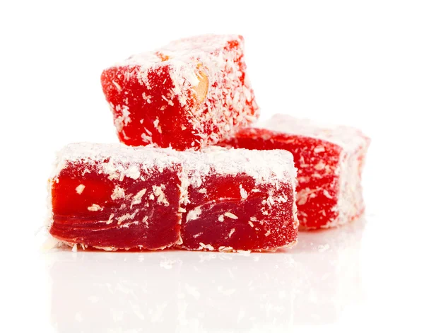 Sweet pieces of turkish delight on white background — Stock Photo, Image