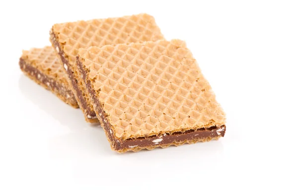 Wafers with chocolate on a white background — Stock Photo, Image