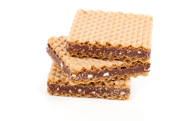 Wafers with chocolate on a white background — Stock Photo, Image