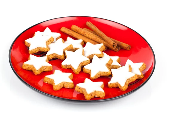 肉桂的圣诞星饼干上白色孤立 — 图库照片