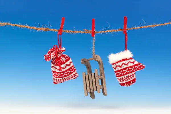 Christmas decoration over blue background — Stock Photo, Image