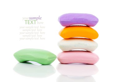 Stack of new colorful Soap Bars on white background. clipart