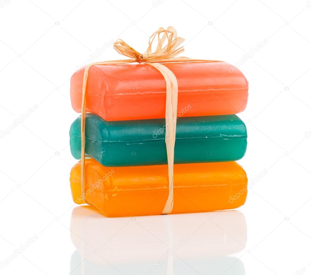 handmade colorful soap bars, Isolated on white background