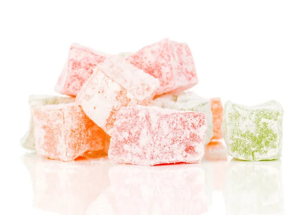 Delicious dessert Turkish delight, on a white background — Stock Photo, Image