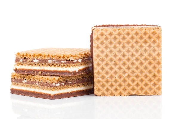 Wafers with chocolate on a white background — Stock Photo, Image