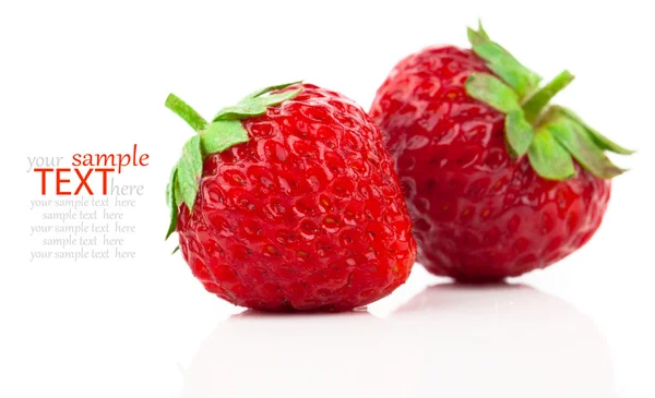 两个草莓在白色的背景上紧密相连 — 图库照片