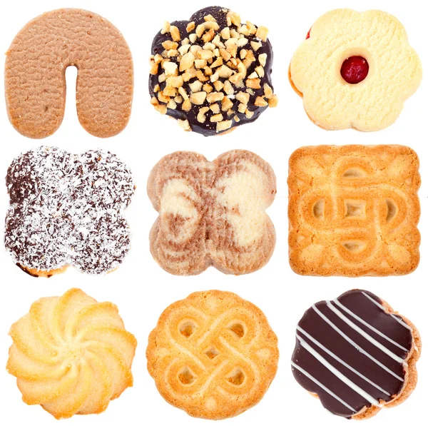 Cookies samling set, isolerad på vit bakgrund — Stockfoto