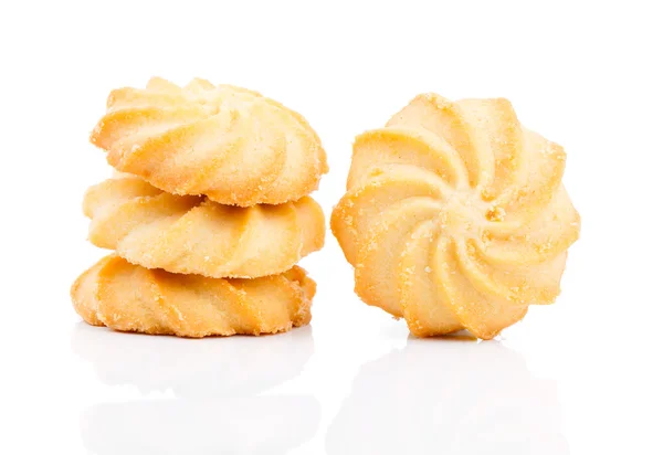 Galletas de mantequilla aisladas sobre fondo blanco —  Fotos de Stock