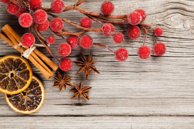 Senin için boş alan ile ahşap arka plan christmas dekorasyon