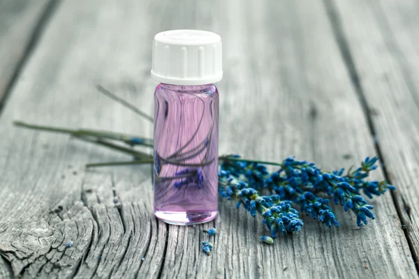Spa and wellness setting. Natural handmade lavender oil and fres — Stock Photo, Image