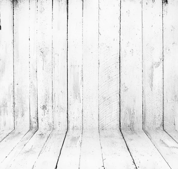 Interieur kamer met witte houten muur en vloer — Stockfoto