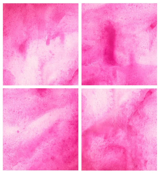 Quatro fundos aquarela rosa — Fotografia de Stock