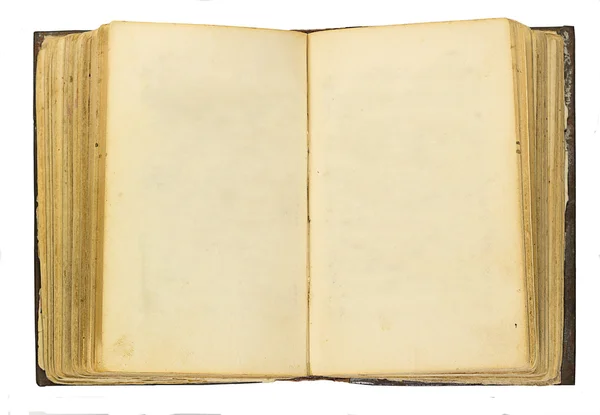 Beyaz arkaplanda izole edilmiş eski açılan kitap