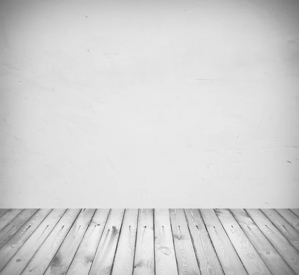 Innenraum mit weißer Wand und Holzboden — Stockfoto