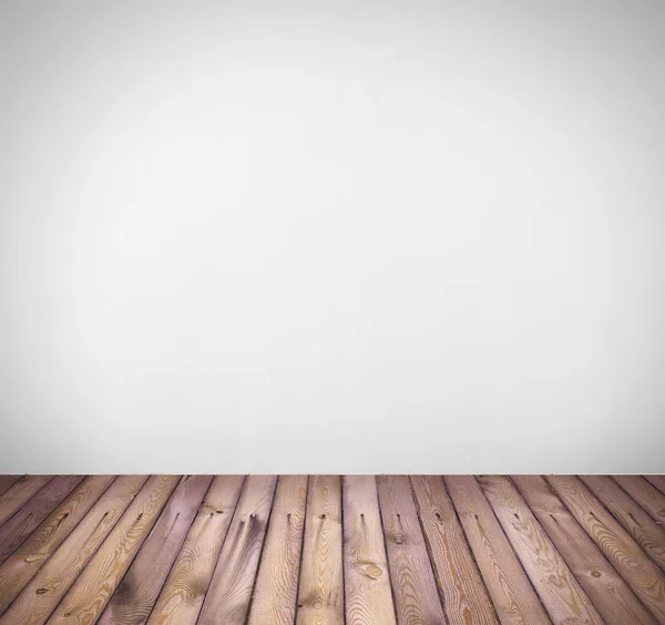 Interieur kamer met witte muur en houten vloer — Stockfoto