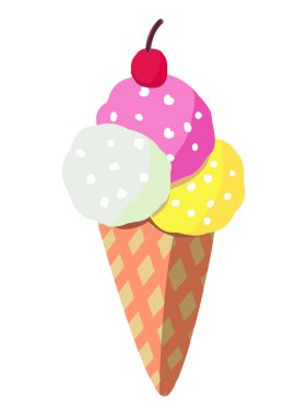 Beyaz arkaplanda izole edilmiş vektör dondurma