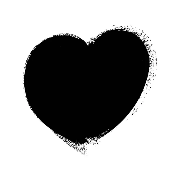 Pintura monocromática em forma de coração. Ilustração vetorial Grunge — Vetor de Stock