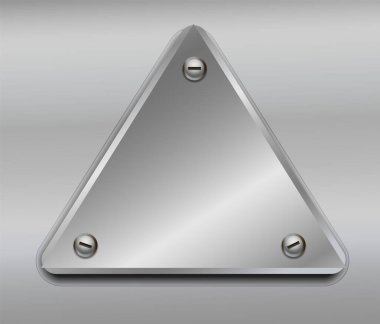 Metalik arkaplanda izole edilmiş parlak metal plaka