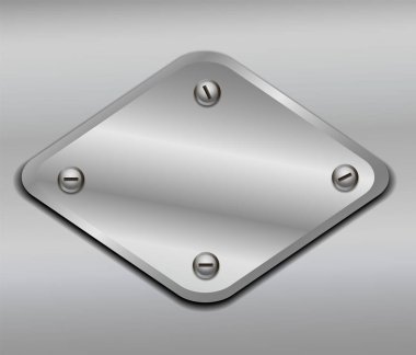 Metalik arkaplanda izole edilmiş parlak metal plaka