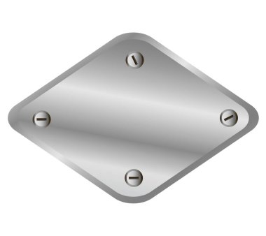 Beyaz arka planda izole edilmiş parlak metal plaka