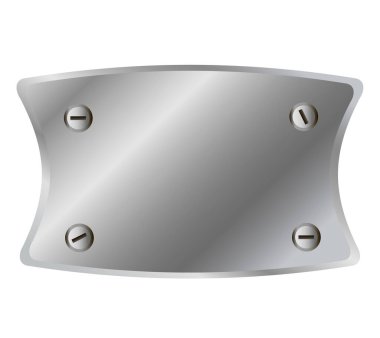 Beyaz arka planda izole edilmiş parlak metal plaka