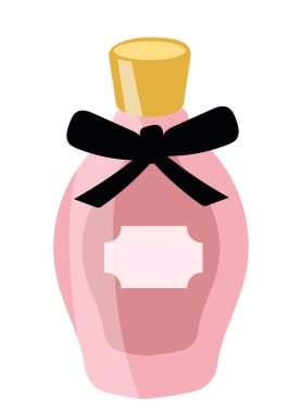 Beyaza izole edilmiş bir şişe parfüm. Vektör düz resimleme