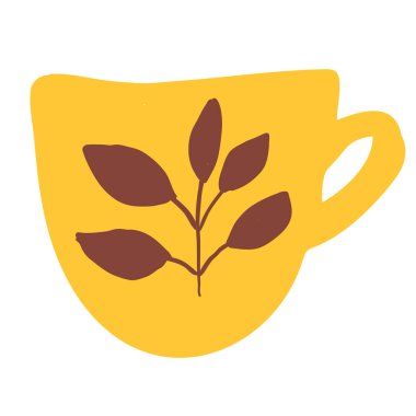 Beyaz süslemeli sarı çay fincanı.