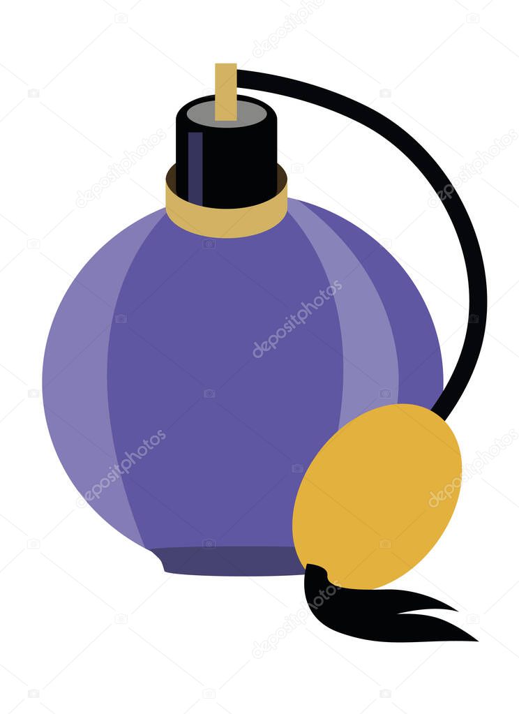 Bottle of perfume isolated on white. Vector flat illustration