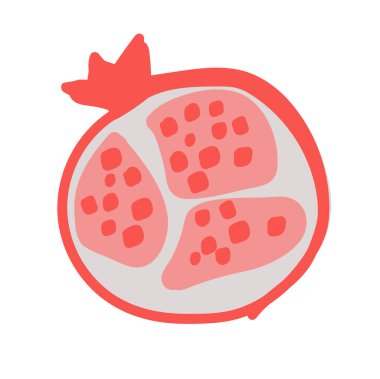 El yapımı dilimlenmiş nar, beyaz arka planda izole edilmiş.