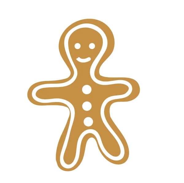 Gingerbread Man Isolated White Background Vector — Stock Vector