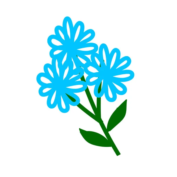 Niebieskie kwiaty izolowane na białym tle. Ilustracja wektora — Wektor stockowy