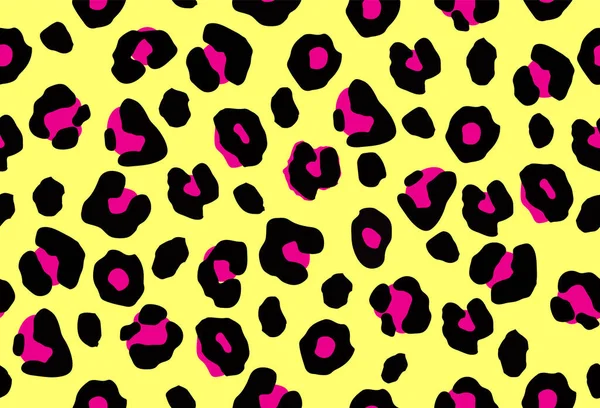 Textura da pele de leopardo rosa e amarelo sem costura — Vetor de Stock