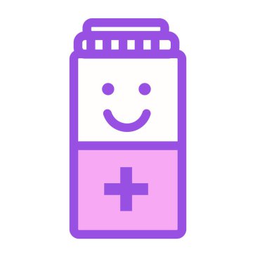 Funny pills bottle icon isolated on white background