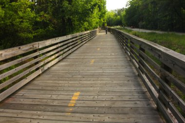 Uzun yürüyüşe çıkan kimse Boardwalk izinde