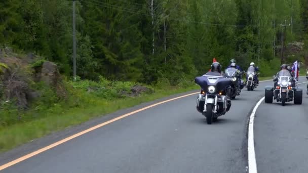 Gran Grupo Motociclistas Rusos Diferentes Clubes Motos Cada Año Hacen — Vídeo de stock