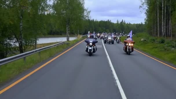 Gran Grupo Motociclistas Rusos Diferentes Clubes Motos Cada Año Hacen — Vídeos de Stock