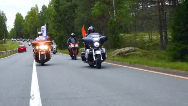 Velká Skupina Ruských Motocyklistů Různých Motocyklových Klubů Každý Rok Aby — Stock video