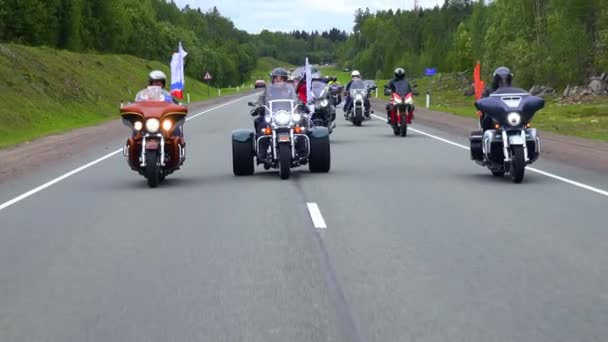 Grand Groupe Motocyclistes Russes Différents Clubs Motocyclistes Chaque Année Font — Video