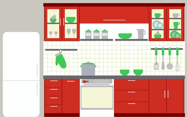 キッチン家具とキッチンのイラスト — ストックベクタ