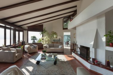 rustik bir evin oturma odası