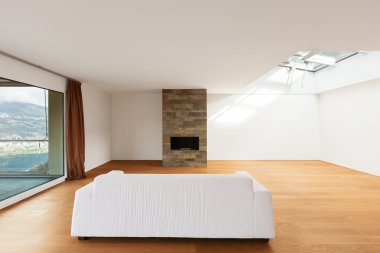 modern mimarisi, yeni boş daire, oturma odası