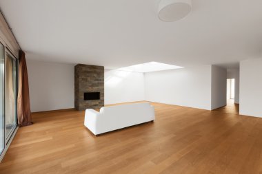 modern mimarisi, yeni boş daire, oturma odası